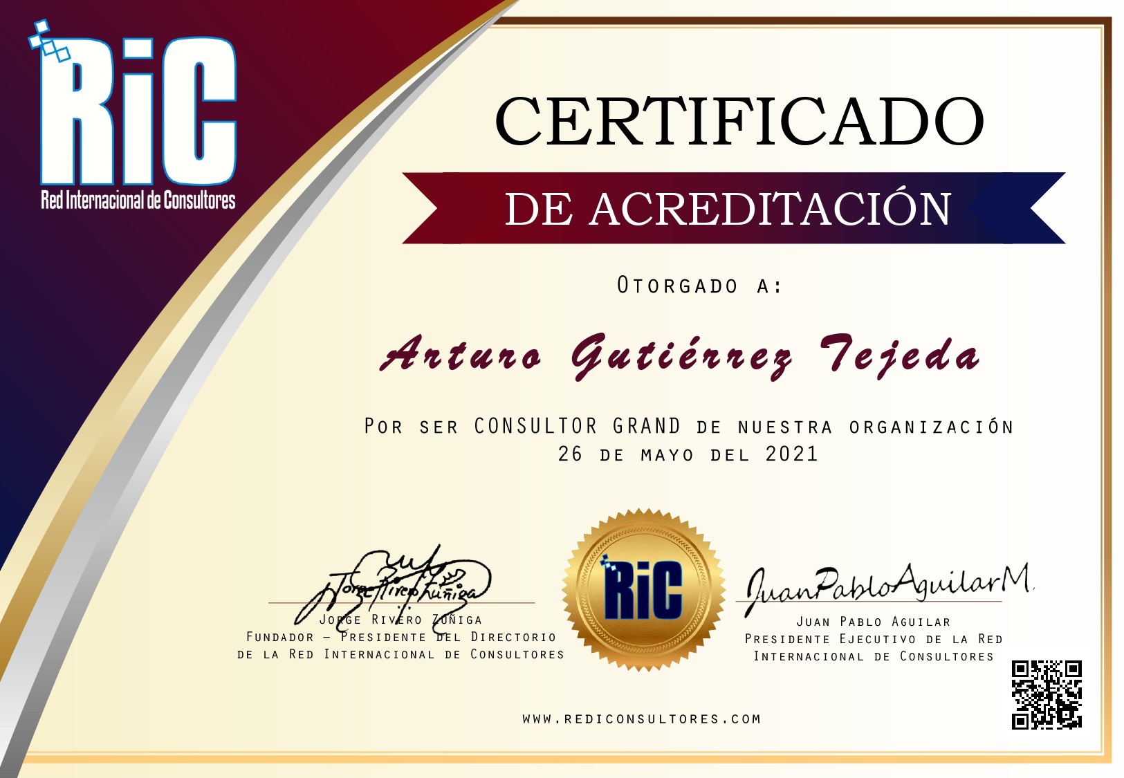 Certificado de Acreditación de Arturo Gutierrez